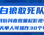 白狼敢死队最新抖音短视频批量起影视号（一天单人可操作30个号）视频课程-成可创学网