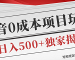 短视频变现套路剖析，抖音0成本赚钱项目玩法，日入500+独家揭秘（共2节视频）-成可创学网