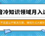 抖音冷知识领域月入过万项目，不适宜公开解决方案 ，抖音赚钱方式大解析！-成可创学网