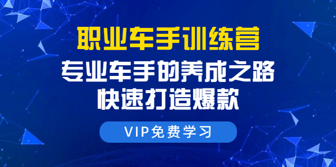 职业车手训练营：专业车手的养成之路，快速打造爆款（8节-无水印直播课）-成可创学网