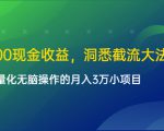 单日500现金收益，洞悉截流大法，一个批量化无脑操作的月入3万小项目-成可创学网