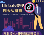 tiktok变现四天实战班，连怼技术+矩阵玩法赚美金！价值998元-成可创学网