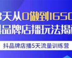 抖品牌店播5天流量训练营：28天从0做到1650万抖音品牌店播玩法揭秘-成可创学网
