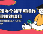 20多个新手可操作的副业赚钱项目:业余时间0基础日入几500+实操分享-成可创学网