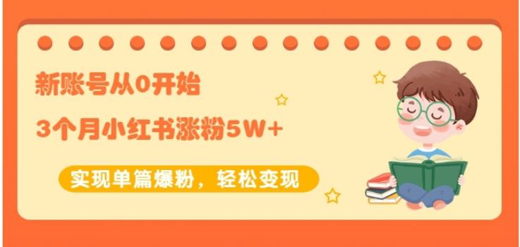 生财小红书涨粉变现：新账号从0开始3个月小红书涨粉5W+实现单篇爆粉-成可创学网