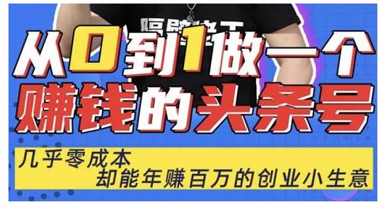 佬王·从0到1做一个赚钱的头条号，几乎零成本，却能年赚百万的创业项目-成可创学网