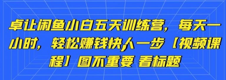 卓让闲鱼小白五天训练营，每天一小时，轻松赚钱快人一步-成可创学网