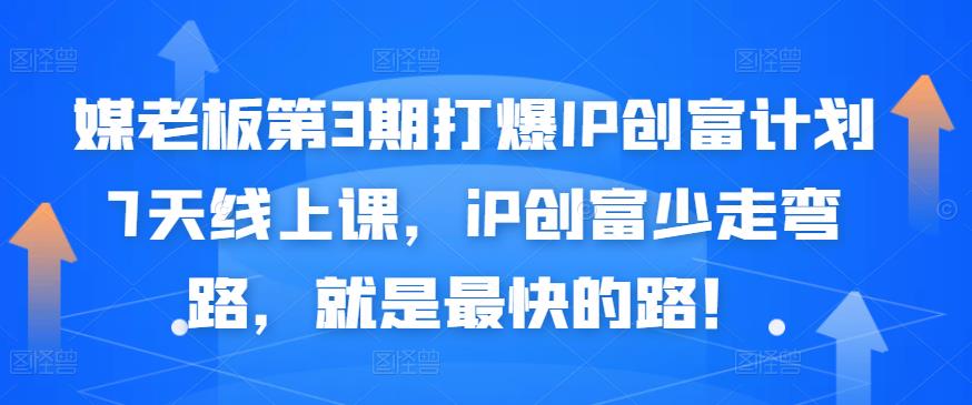 媒老板第3期打爆IP创富计划7天线上课，iP创富少走弯路，就是最快的路！-成可创学网