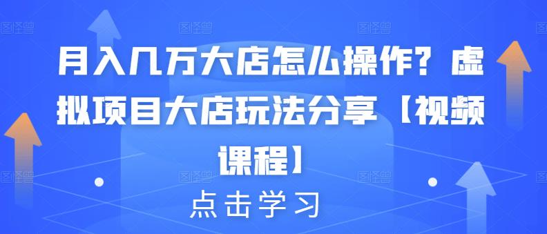 月入几万大店怎么操作？虚拟项目大店玩法分享【视频课程】-成可创学网