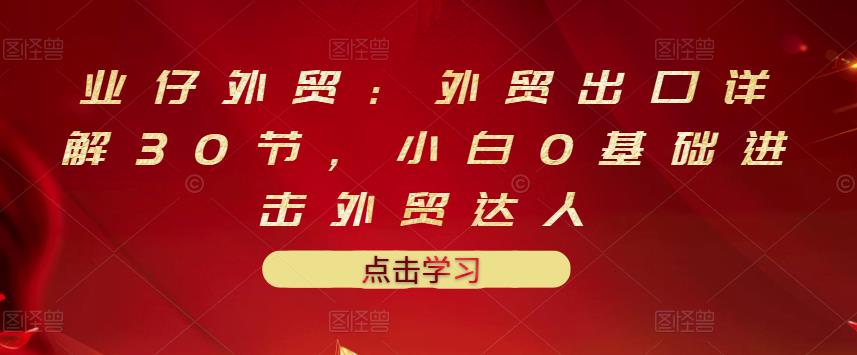 业仔外贸：外贸出口详解30节，小白0基础进击外贸达人 价值666元-成可创学网