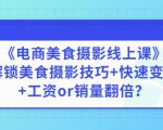 陈飞燕《电商美食摄影线上课》解锁美食摄影技巧+快速变现+工资or销量翻倍-成可创学网