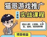 猫哥·游戏推广实战课程,单视频收益达6位数,从0到1成为优质游戏达人-成可创学网