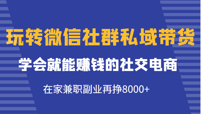玩转微信社群私域带货，学会就能赚钱的社交电商，在家兼职副业再挣8000+-成可创学网