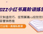 2022小红书高阶训练营：爆文制造技巧，低预算高roi投放技巧，内容营销思维-成可创学网