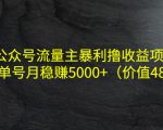 公众号流量主暴利撸收益项目,单人单号月稳赚5000+(价值480元)-成可创学网