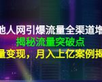 天地人网引爆流量全渠道增长:揭秘流量突然破点,流量变现,月入上亿案例-成可创学网