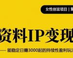 资料IP变现，能稳定日赚3000起的持续性盈利玩法-成可创学网