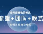 王冲老师《流量+团队+模式》商业模式实战课，全网最赚钱的模式-成可创学网
