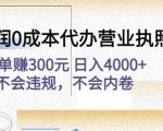 高利润0成本代办营业执照项目：一单赚300元日入4000+不会违规，不会内卷-成可创学网