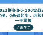 2023拼多多0-100实战运营教程,0基础起步,运营知识一手掌握-成可创学网