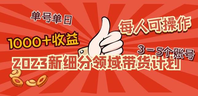 2023新细分领域带货计划：单号单日1000+收益不难，每人可操作3-5个账号-成可创学网