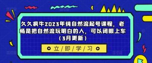 久久疯牛2023年纯自然流起号课程,老杨是把自然流玩明白的人,可以闭眼上车(3月更新)-成可创学网