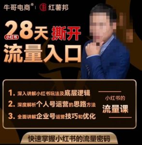 牛哥电商红薯邦28天撕开小红书流量入口,小红书运营系列课,快速掌握小红书的流量密码-成可创学网