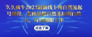 久久疯牛2023最新线上纯自然流起号课程，老杨是把自然流玩明白的人，可以闭眼上车-成可创学网