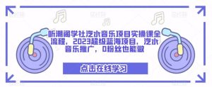 听潮阁学社汽水音乐项目实操课全流程,2023超级蓝海项目,汽水音乐推广,0粉丝也能做-成可创学网
