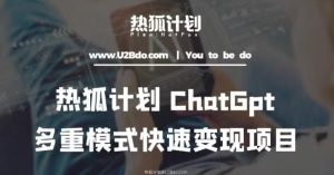 热狐计划：王大陆ChatGpt多重变现实操课，多种模式快速变现-成可创学网