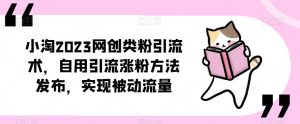 小淘2023网创类粉引流术,自用引流涨粉方法发布,实现被动流量-成可创学网