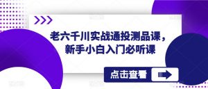 老六千川实战通投测品课,新手小白入门必听课-成可创学网
