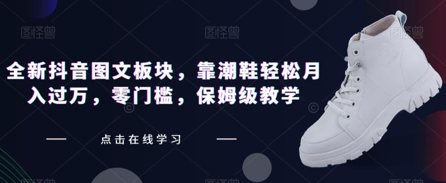 全新抖音图文板块，靠潮鞋轻松月入过万，零门槛，保姆级教学【揭秘】-成可创学网