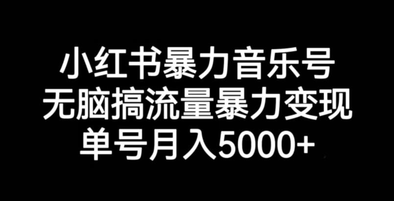 小红书暴力音乐号，无脑搞流量暴力变现，单号月入5000+-成可创学网