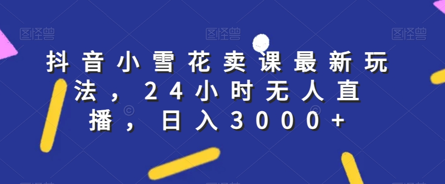抖音小雪花卖课最新玩法，24小时无人直播，日入3000+【揭秘】-成可创学网
