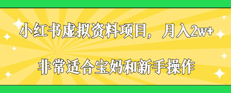 小红书虚拟资料项目，月入2w+，非常适合宝妈和新手操作【揭秘】-成可创学网