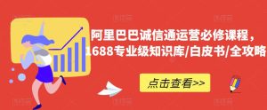 阿里巴巴诚信通运营必修课程,1688专业级知识库/白皮书/全攻略-成可创学网