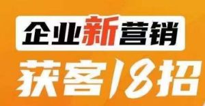 企业新营销获客18招,传统企业转型必学,让您的生意更好做!-成可创学网