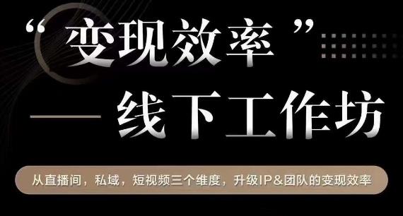 变现效率线下工作坊，从‮播直‬间、私域、‮视短‬频‮个三‬维度，升级IP和团队变现效率-成可创学网