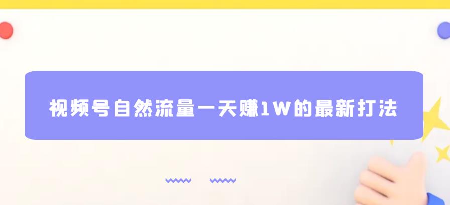 视频号自然流量一天赚1W的最新打法，基本0投资【揭秘】-成可创学网