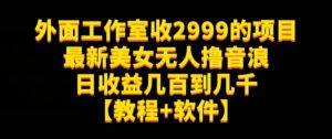 外面工作室收2999的项目最新美女无人撸音浪日收益几百到几千【教程+软件】(仅揭秘)-成可创学网