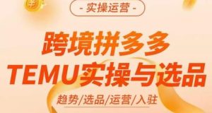 伍跃·跨境拼多多TEMU实操与选品，​趋势/选品/运营/入住（27节完整）-成可创学网