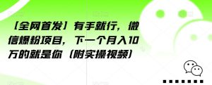 【全网首发】有手就行，微信爆粉项目，下一个月入10万的就是你（附实操视频）【揭秘】-成可创学网