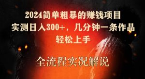 2024简单粗暴的赚钱项目,实测日入300+,几分钟一条作品,轻松上手【揭秘】-成可创学网