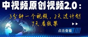 中视频原创视频2.0:3分钟一个视频,2天过计划,7天看效果【揭秘】-成可创学网