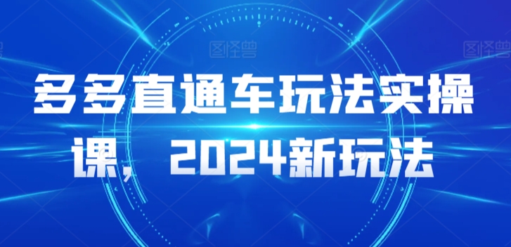 多多直通车玩法实操课，2024新玩法-成可创学网