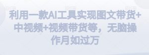 利用一款AI工具实现图文带货+中视频+视频带货等，无脑操作月如过万【揭秘】-成可创学网