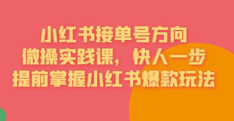 接单号方向·小红书微操实践课，快人一步，提前掌握小红书爆款玩法-成可创学网