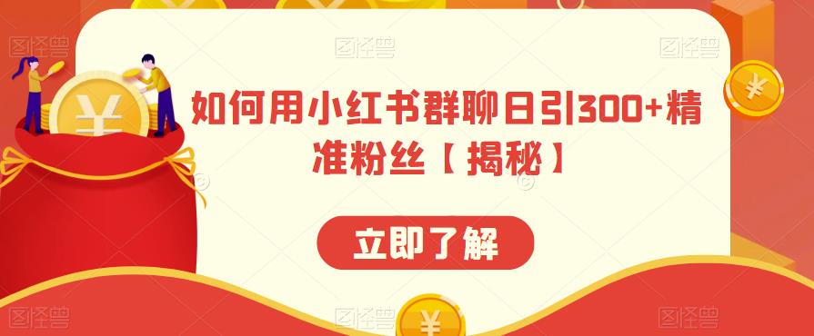 如何用小红书群聊日引300+精准粉丝【揭秘】-成可创学网