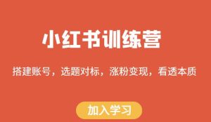 小红书训练营，搭建账号，选题对标，涨粉变现，看透本质-成可创学网